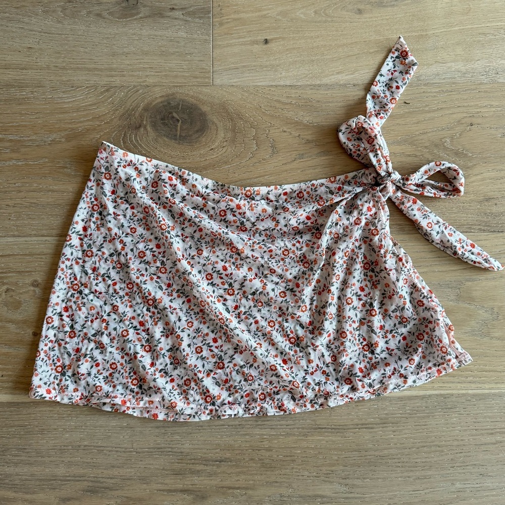 Floral Wrap Mini Skirt Coverup